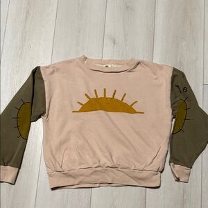 Bandy Buttin Kid’s Sunshine  Graphic Sweatshirt in Blush Pink and Olive size 8-9